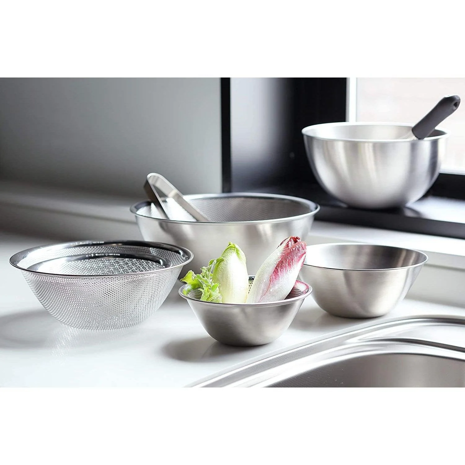 Sori Yanagi Stainless Steel Mixing Bowl Lightweight Matte Finish - Image 3