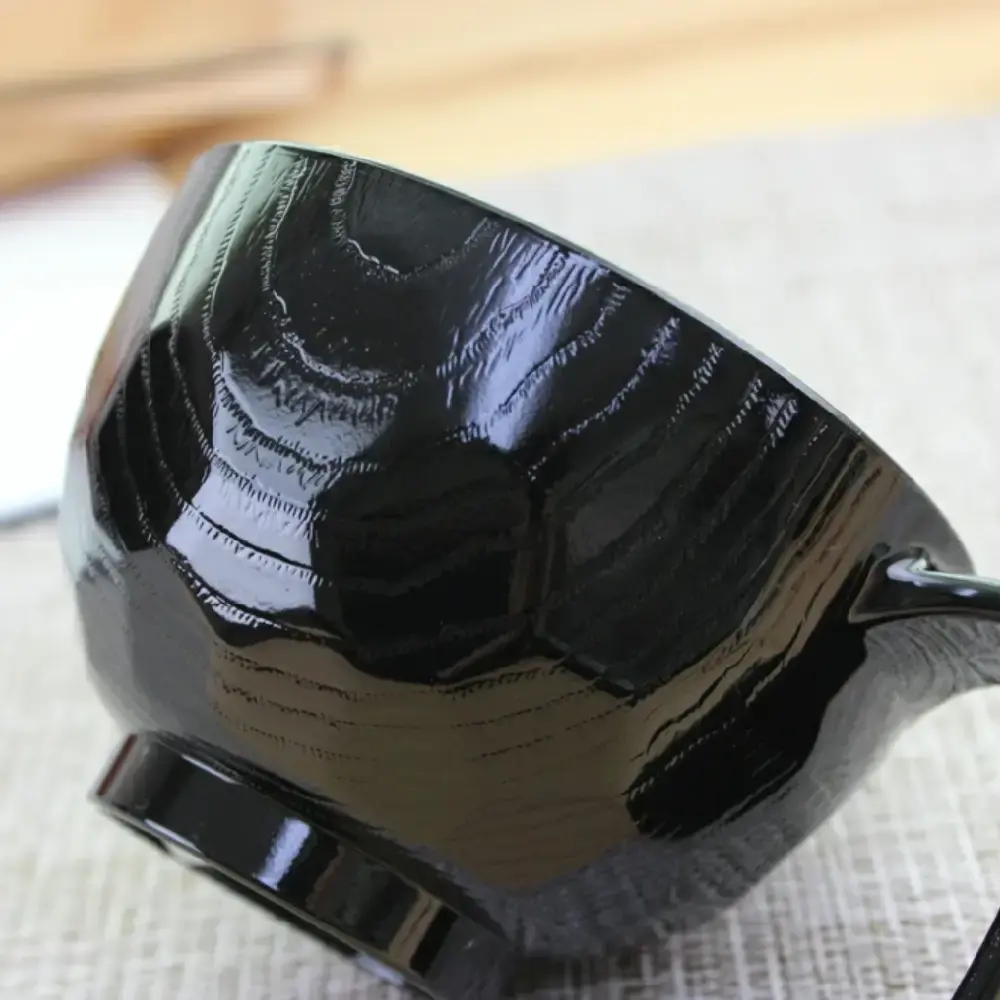 Stackable Bowl Black Red Tortoise Shell Soup Cup with Handle - Image 3