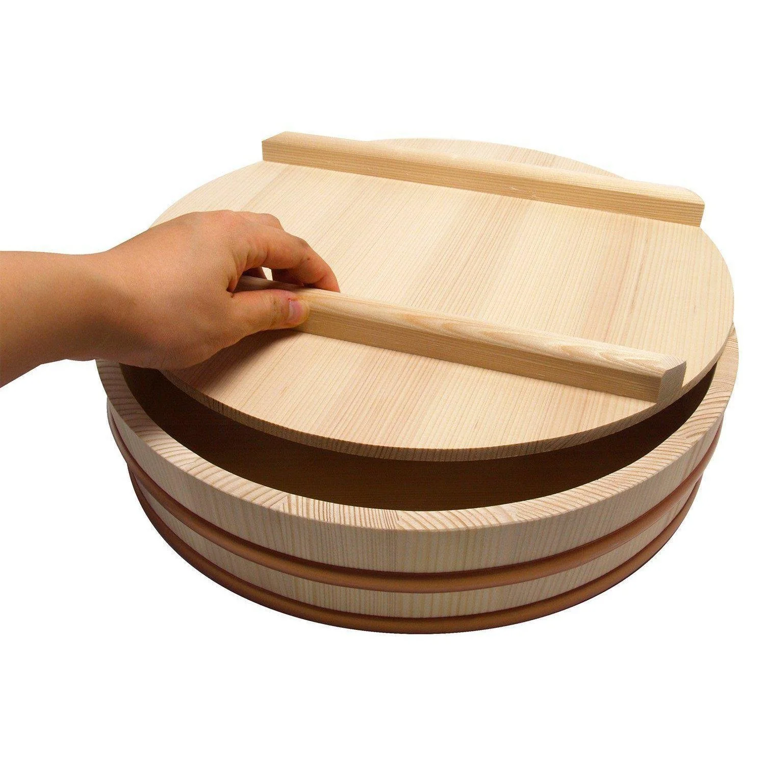 Tachibana Sushi Oke Wooden Hangiri Bowl with Lid 36cm - Image 3