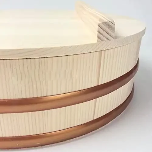 Tachibana Sushi Oke Wooden Hangiri Bowl with Lid 36cm - Image 4