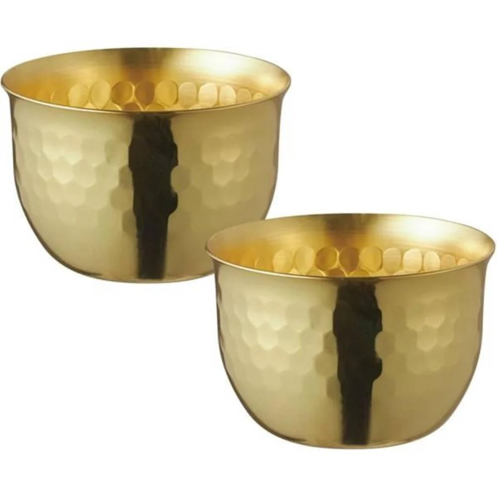 Tanabe Hand Hammered 24K Gold Plated Copper Sake Cup Pair 90ml - Image 2