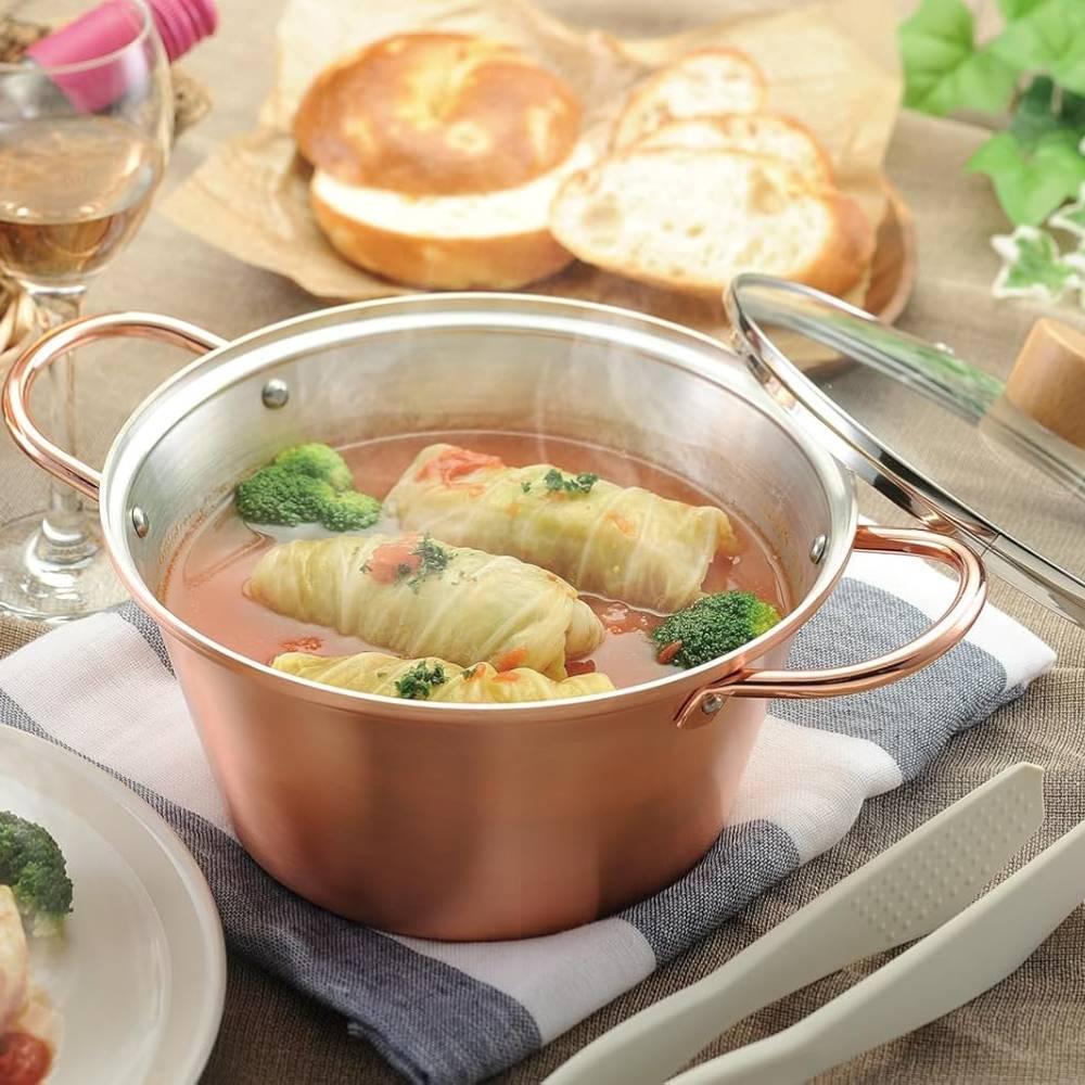 Tanabe High Conductivity Copper Stew Pot With Handle & Lid 15cm - Image 2