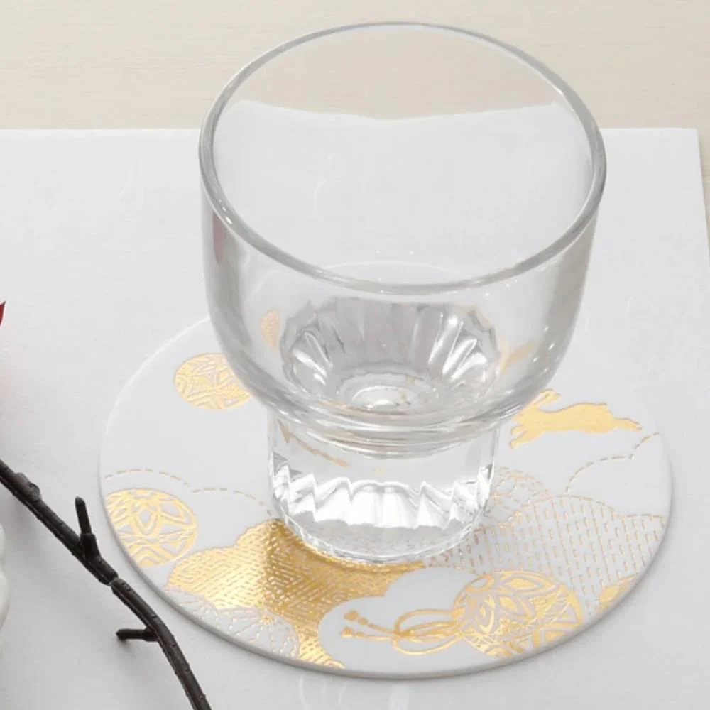 Thick Paper Coasters Elegant Gold Foil Rabbit Design 3 ct. - Image 2