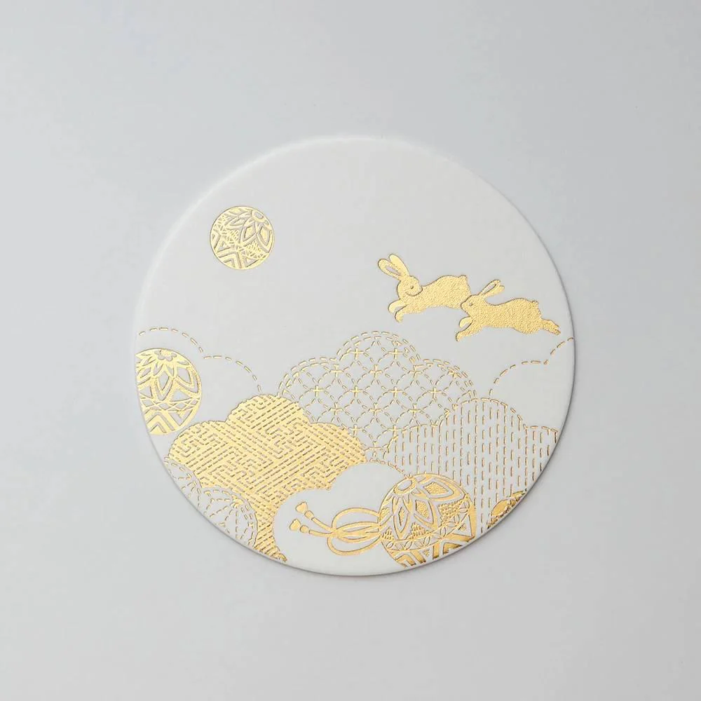 Thick Paper Coasters Elegant Gold Foil Rabbit Design 3 ct. - Image 4