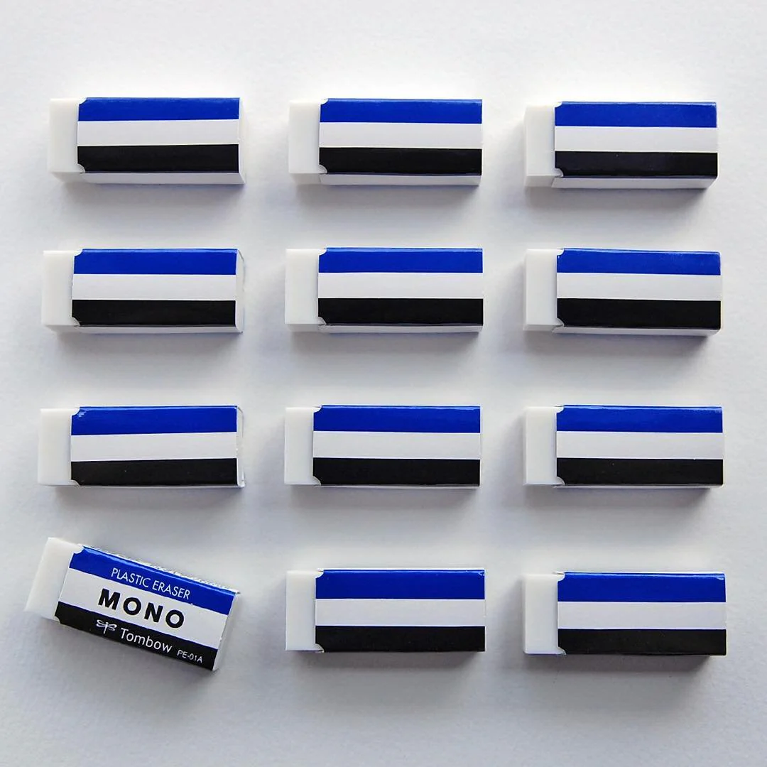 Tombow Mono Eraser Japanese White Plastic Eraser Set 5 Pieces - Image 3