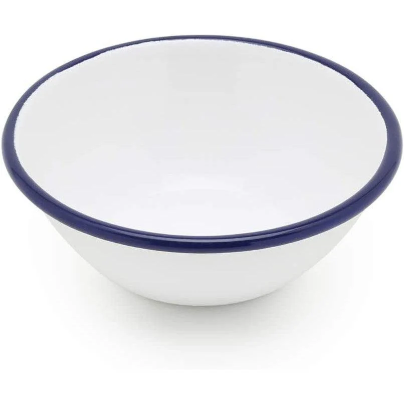 Tsuki Usagi White Enamel Bowl With Navy Blue Detailing - Image 7