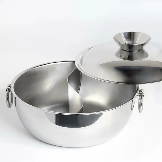 Two Section Shabu Shabu Pot With Lid & Handles 25cm - Image 2
