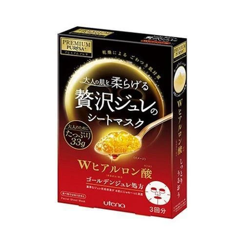Utena Premium Puresa Golden Jelly Face Mask Hyaluronic Acid 3 Sheets - Image 2