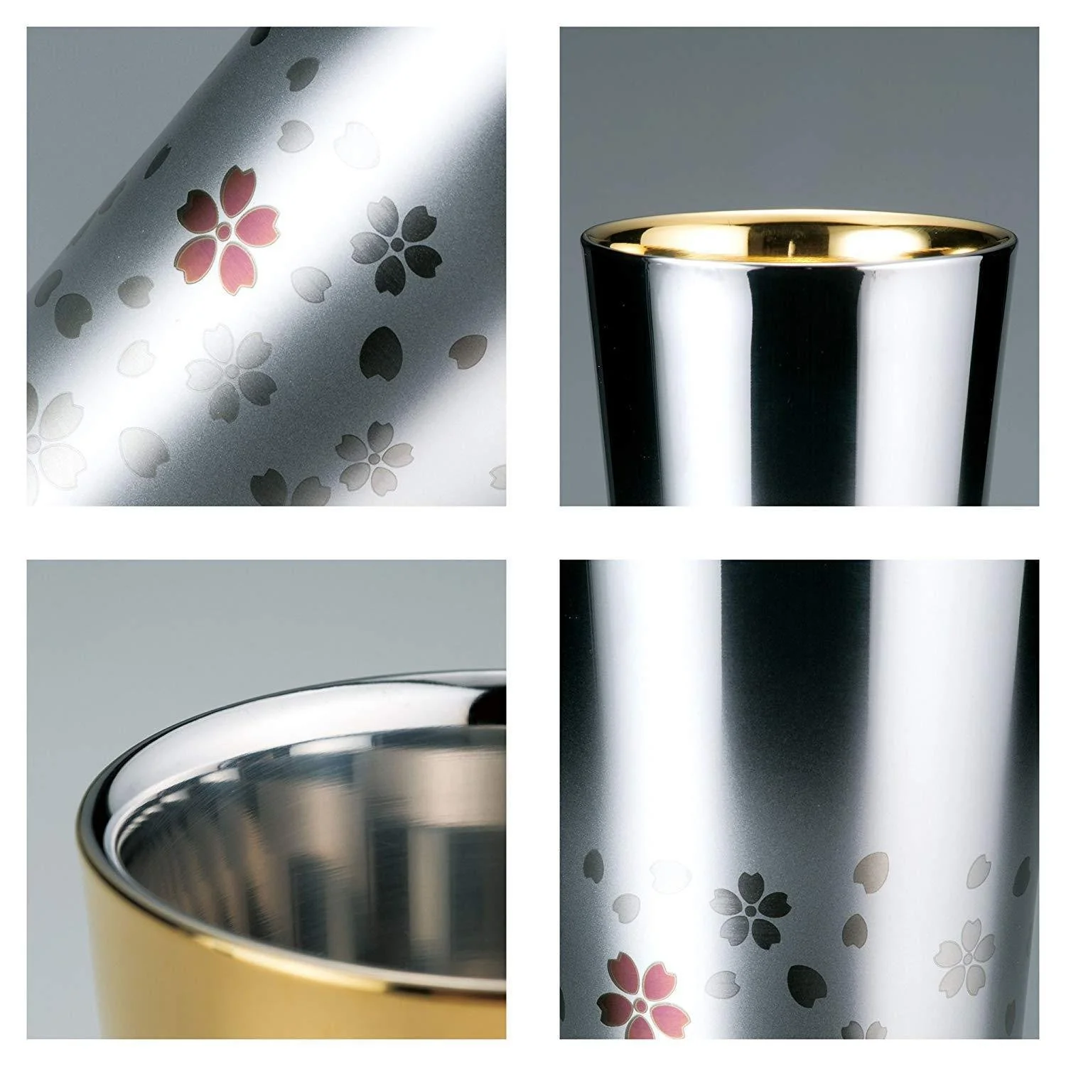 Wahei Freiz Double Wall Tumbler Sakura Pattern Gold - Image 6