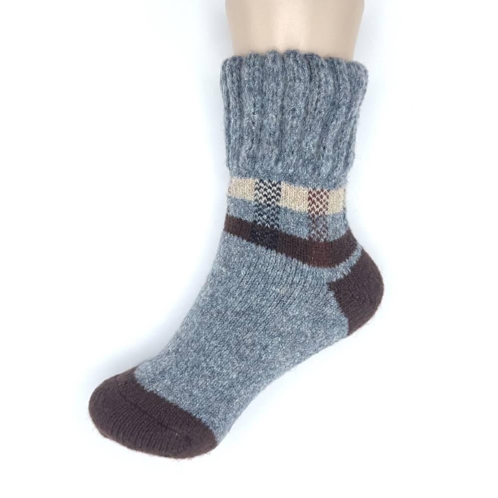 Winter Wool Thick Crew Socks Gray Checkered Warm Socks - Image 2