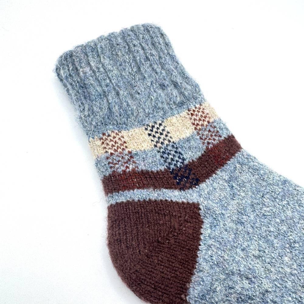 Winter Wool Thick Crew Socks Gray Checkered Warm Socks - Image 3