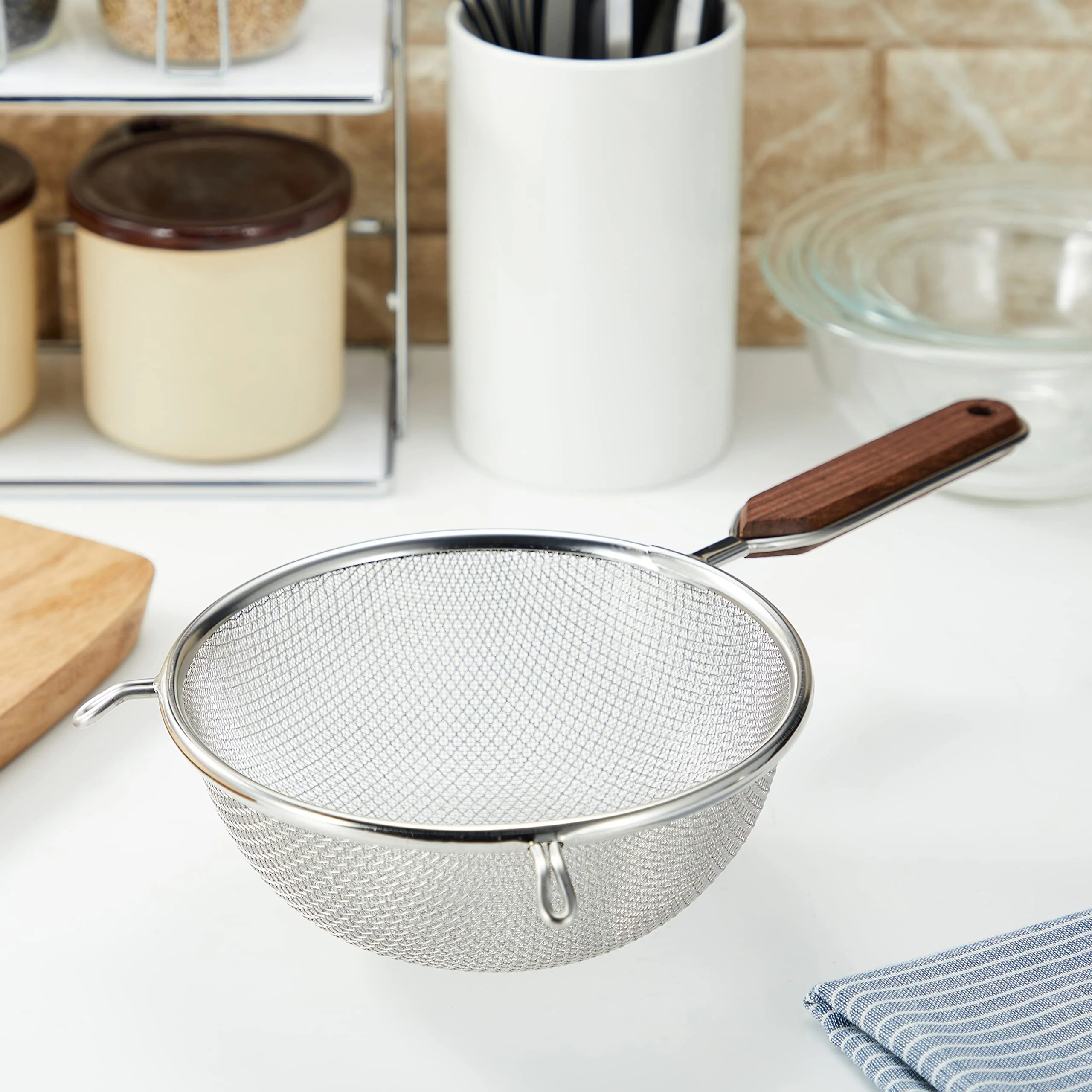 Wooden Handle Double Mesh Two-Layer Fine Strainer - Image 2