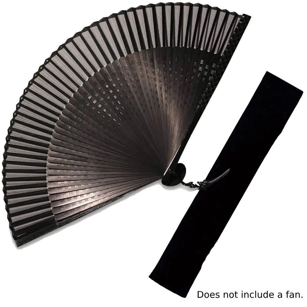 Yamani Black Japanese Sensu Case Folding Fan Cloth Bag 23.5cm - Image 3