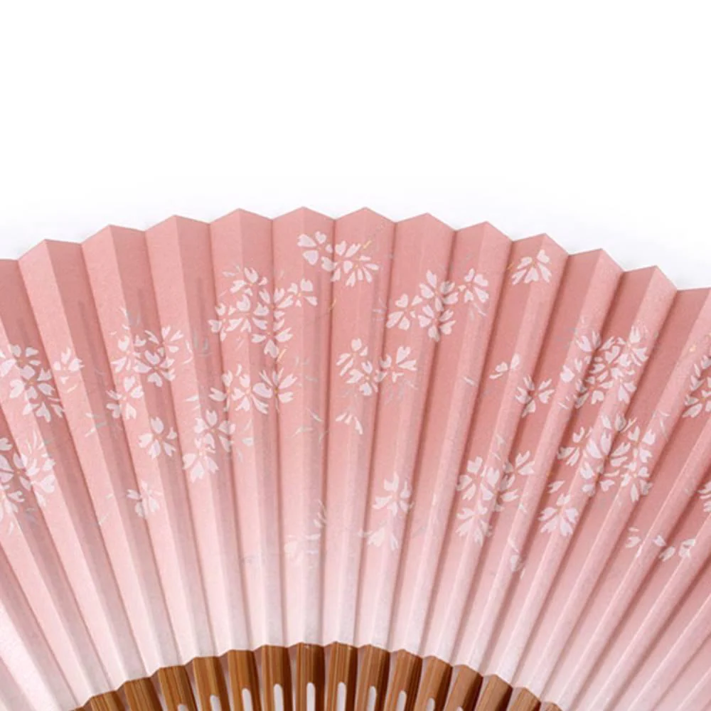 Yamani Sakura Cherry Blossom Design Pink Sensu Handheld Folding Fan 21.5cm - Image 2