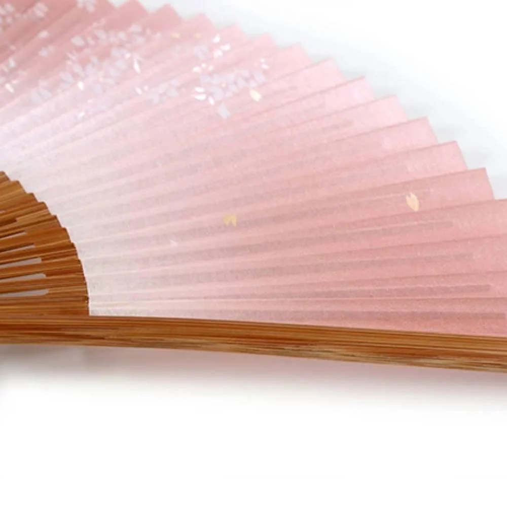 Yamani Sakura Cherry Blossom Design Pink Sensu Handheld Folding Fan 21.5cm - Image 3