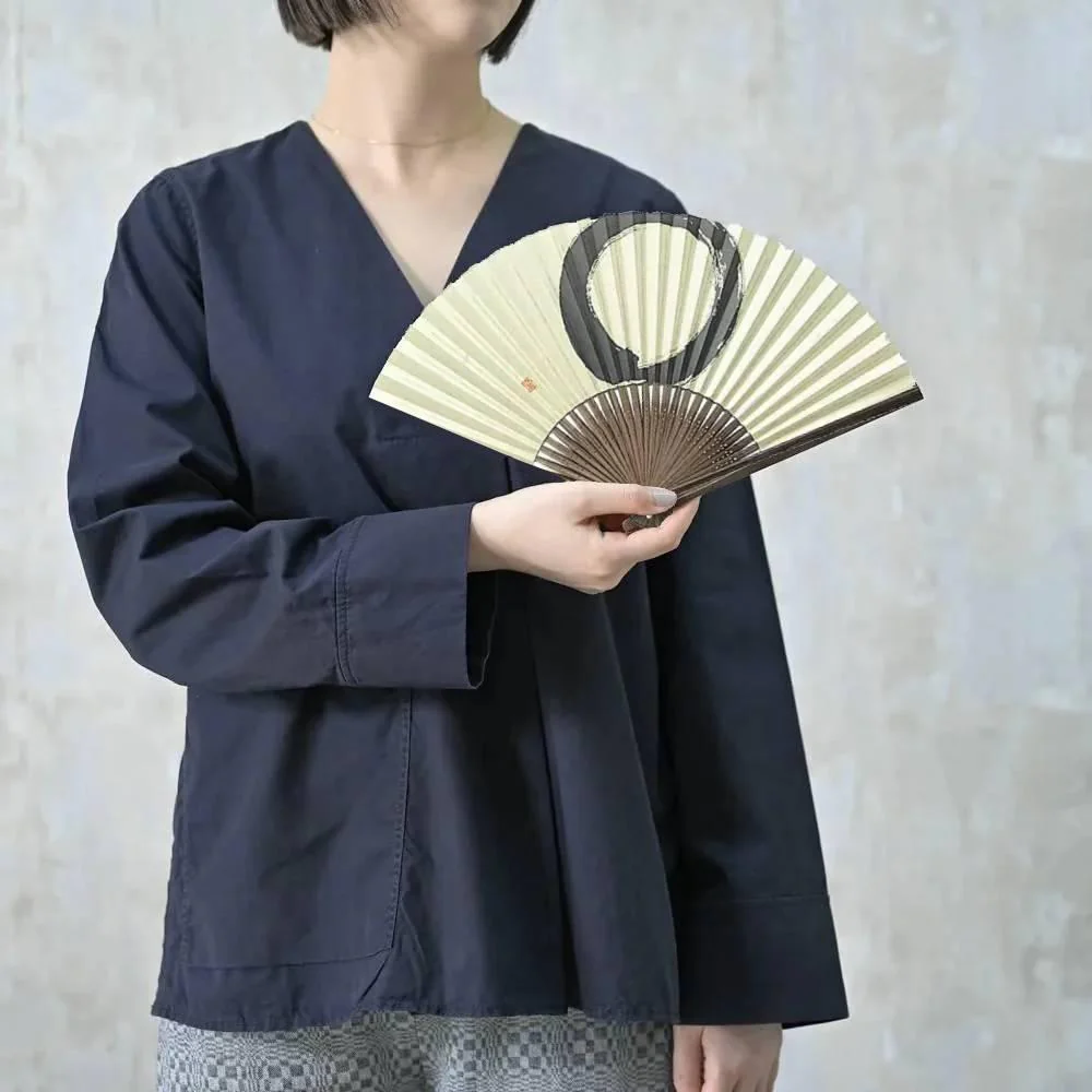 Yamani Enso Zen Circle Sensu Handheld Folding Fan 22.5cm - Image 2