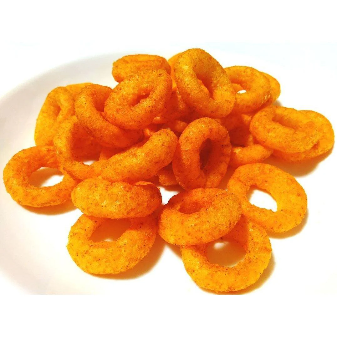 Yaokin Umaiwa Mentai Spicy Cod Roe Corn Puff Rings 75g (Pack of 3) - Image 2