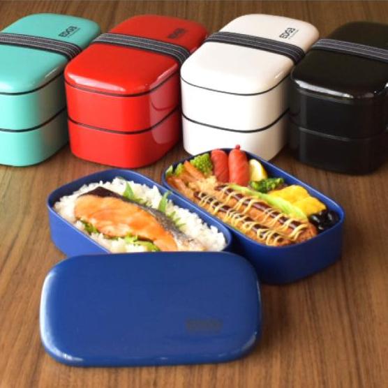 Yellow Studio Bento Box 2-Tier Microwavable Japanese Lunch Box Blue - Image 2