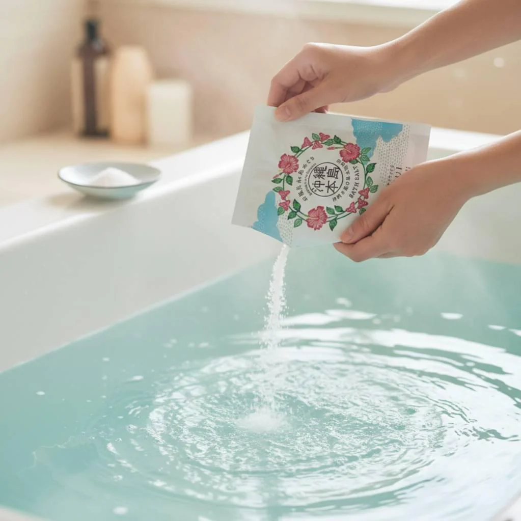 Yukui Ryukyu Okinawa Bath Salt Rose Geranium & Lavender 30g - Image 2