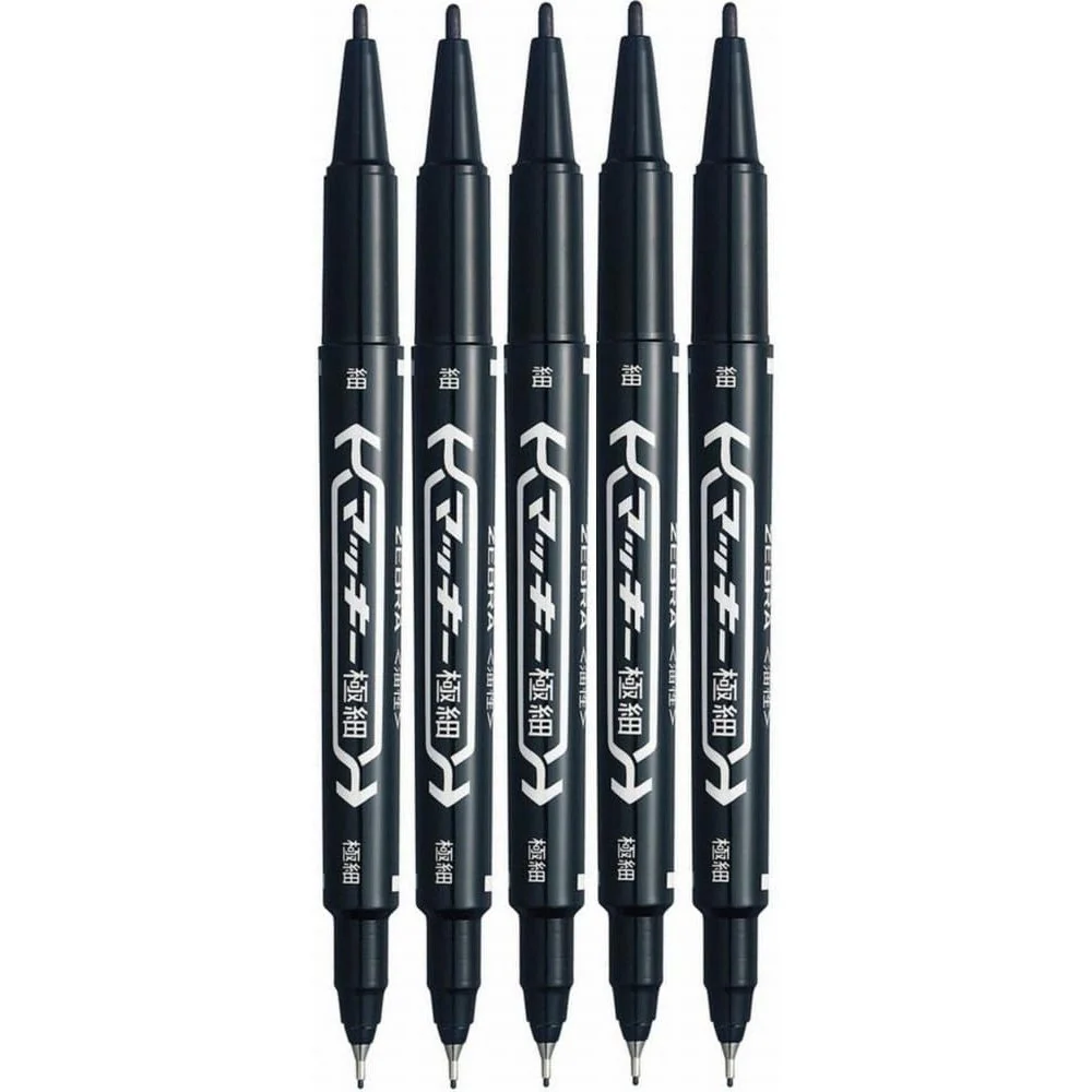 Zebra Mckee Marking Pen Dual Fine Point Black Markers 5 Pieces - Image 5