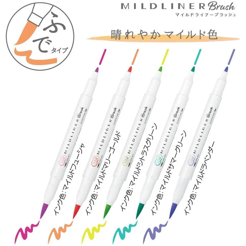Zebra Mildliner Highlighter Markers Bright Colors WFT8-5C-HC-N - Image 2