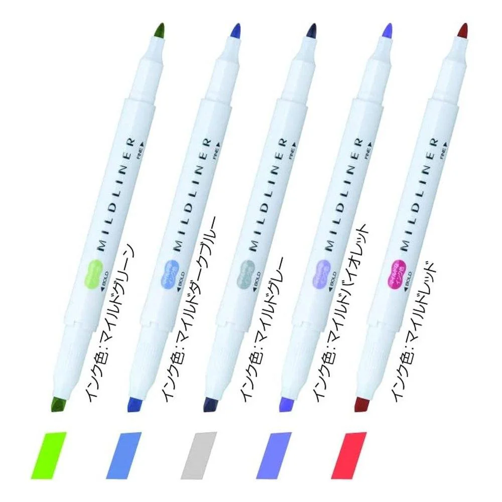 Zebra Mildliner Highlighter Markers Elegant Colors WKT7-5C-NC-N - Image 2