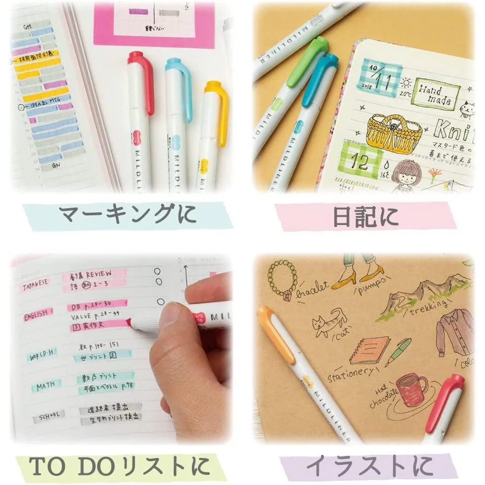 Zebra Mildliner Highlighter Markers Elegant Colors WKT7-5C-NC-N - Image 3