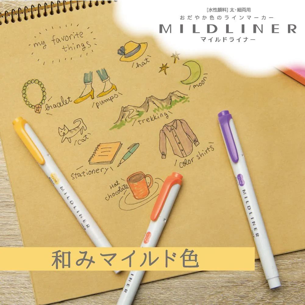Zebra Mildliner Highlighter Markers Soothing Colors WKT7-5C-RC-N - Image 3